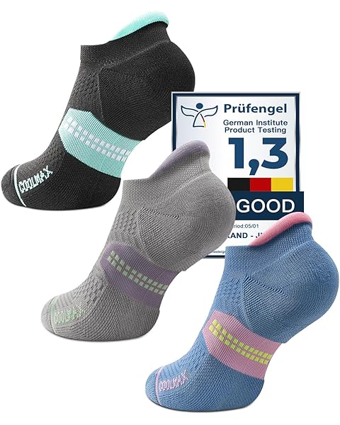 Coolmax Bamboo Viscose Compression Running Tab No Show Sock Women, Wicking Cushione...