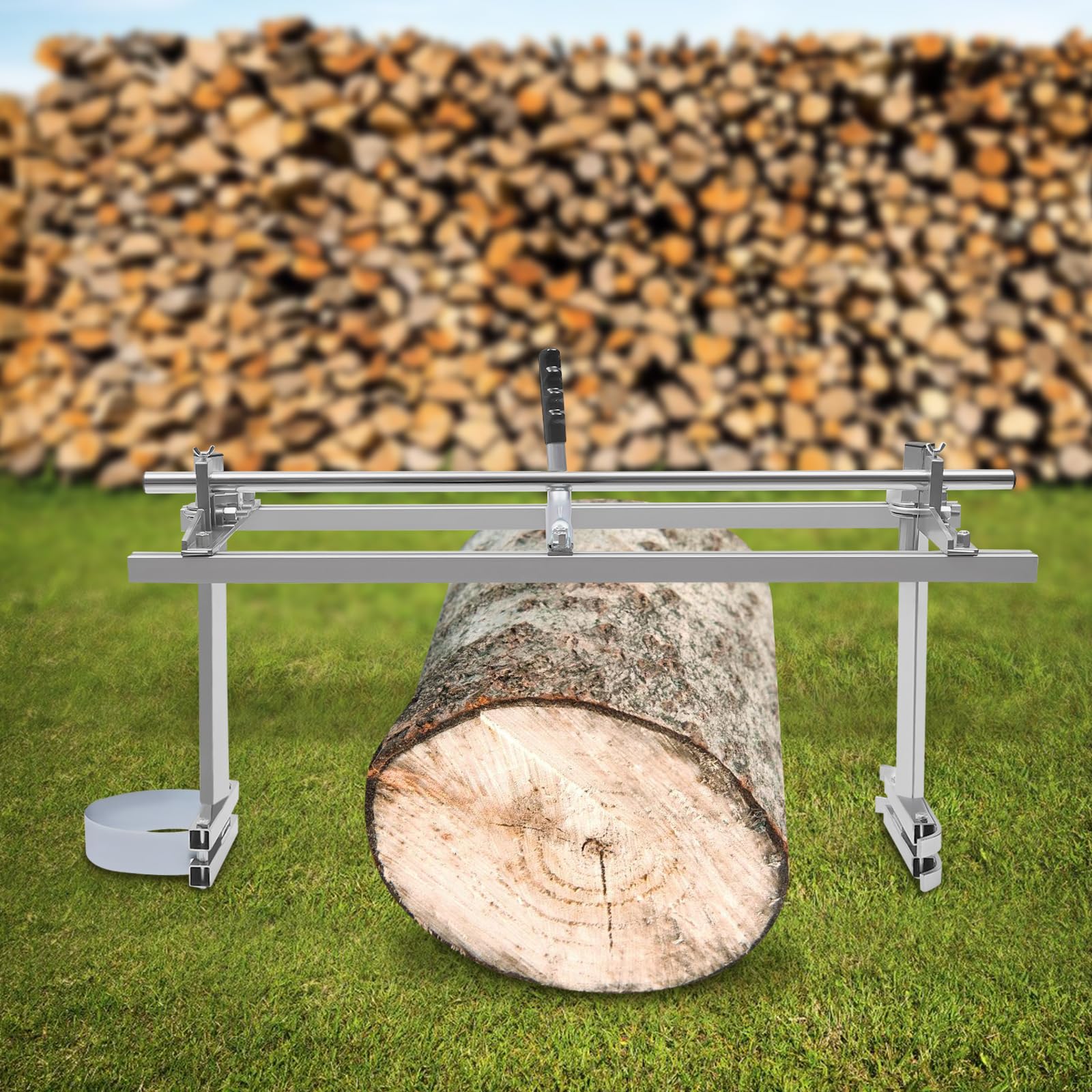 Mobilny tartak, przenośny młynek do piły łańcuchowej 80 cm, do drewna, pomoc w piłowaniu łańcuchowym z rękawicami, grubość otworu 1,2-30 cm, spawanie tartak do stosowanej długości 35-91 cm