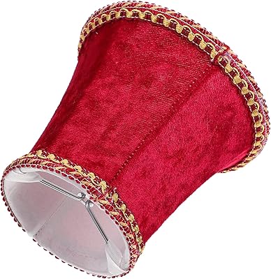 LALAFINA 1pc Cloth Lampshade European Style Fabric Lamp Shade Vintage Lamp Shade Cover Clip on Lampshade Replacement for Living Room Bedroom, Red