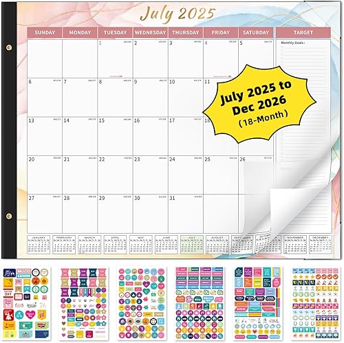 Miniatura 12 de Ospelelf Calendario de escritorio 2026-2027, calendario magnético para refrigerador, 12 x 17 pulgadas, calendario de pared de 18 meses, uso de enero
