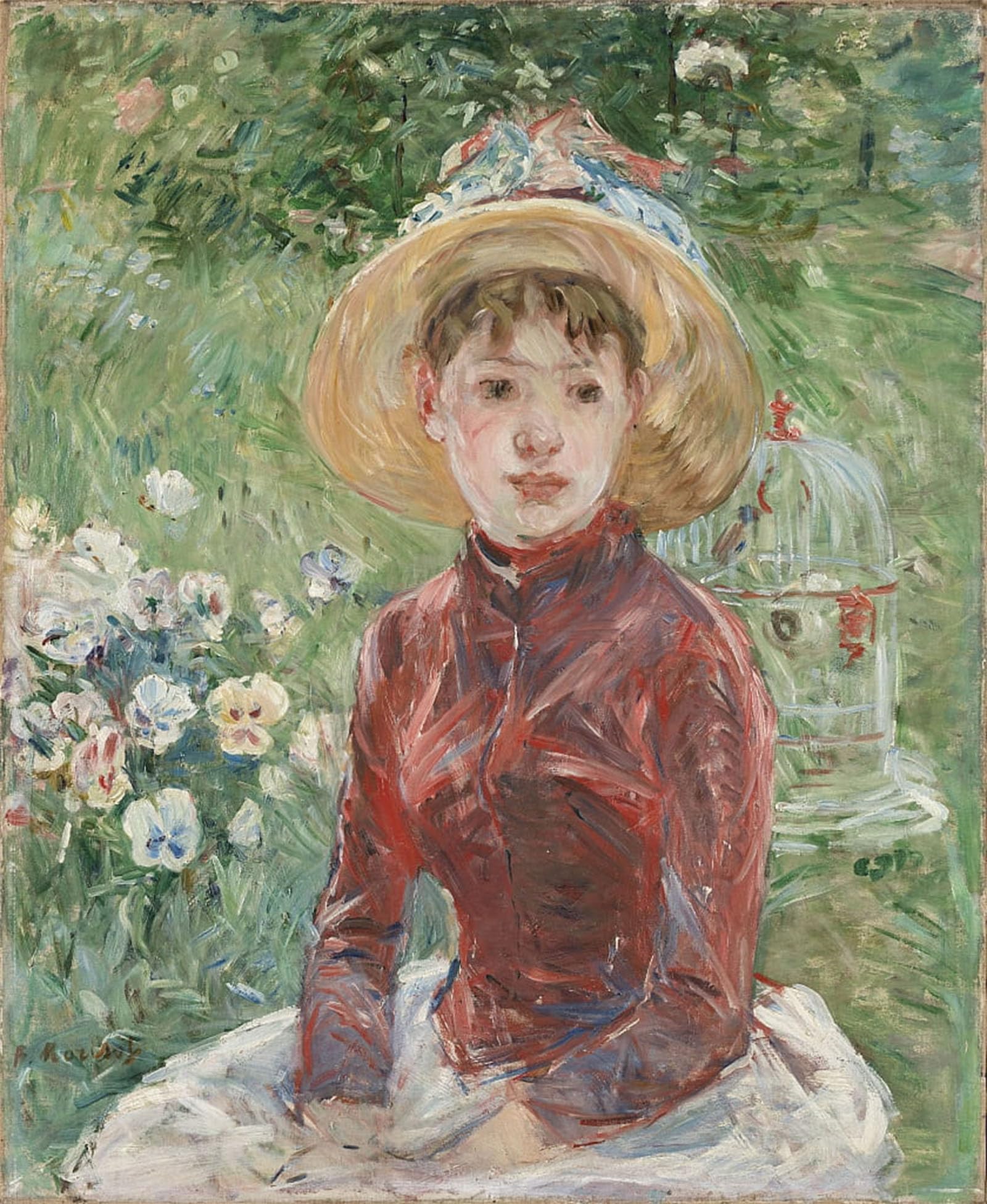 POSTERIIk Vintage Print Pop Art Landscape Artwork the Red Bodice Mademoiselle Isabelle Lambert by Berthe Morisot Art Prints for Office Home Decor 60x90cm