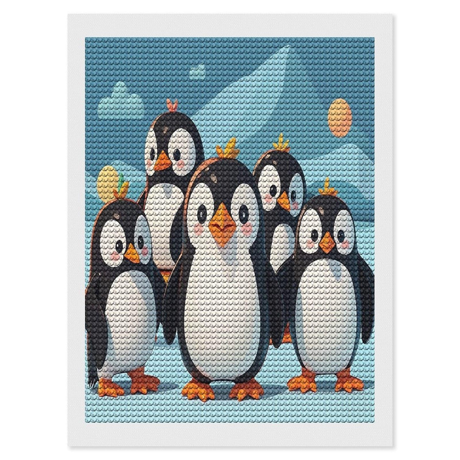 FekiLoot Cute Penguins Diamond Painting Kits for Beginners DIY Diamond Art Kits for Adults Full Drill Round Diamond Dot Gem Art Painting Fun DIY Crafts for Home Kitchen Wall Decor Gift 12"x16"