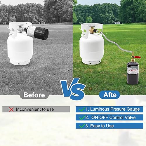 Miniatura 7 de Adaptador de repuesto de propano para tanques de 1 libra, manguera adaptadora de recarga de tanque de propano mejorada, manguera de repuesto de