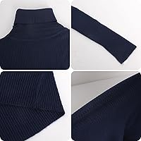 Vista 7 de Suéteres de punto de cuello alto para mujer, camisas básicas casuales de manga larga, ajustadas, ropa interior térmica, suéter de canalé suave