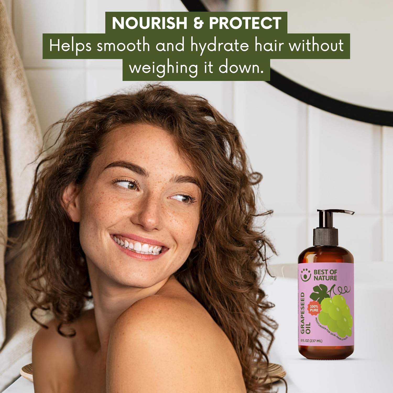 Best of Nature 100% Pure Grapeseed Oil - Unscented, Lightweight, Non-Greasy Moisturizer for Hair, Skin, Face & Aromatherapy, Carrier Oil for Essential Oils, 5 Gallon Pail (640 fl oz)