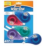 BIC Wite-Out Brand EZ Correct Correction Tape, 19.8 Feet, 4-Count Pack of White Correction Tape, Fast, Clean and Easy to Use Tear-Resistant Tape Office or School Supplies
