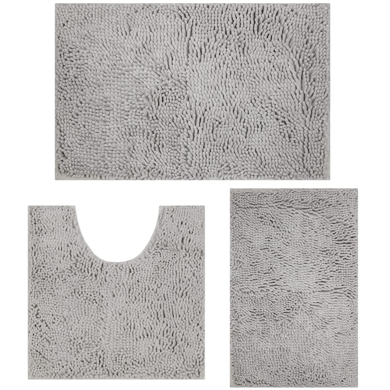 MEGAROOM Chenille-badmatset met antislip - badkamermatset met U-vormige MEGAROOM Chenille-badmatset met antislip - badkamermatset met U-vormige