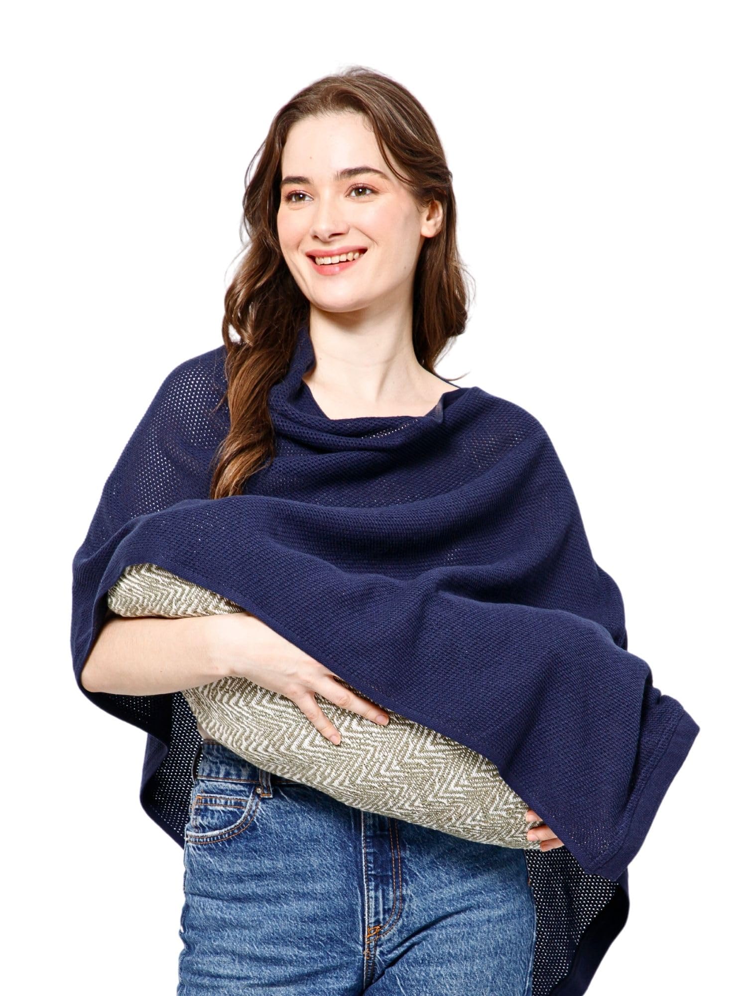 ZELENA Nursing Cover | Feeding Covers for Breastfeeding | Nursing Covers for Feeding Mom | Feeding Cover for Mother | Feeding Apron for Mom | Multi-Use | Breathable Cotton Fabric (Navy Blue) Pack of 1-image-2