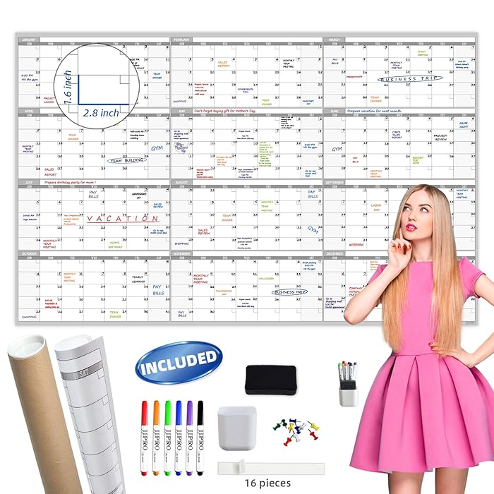 Buy Large Dry Erase Wall Calendar 60“ x 38" Undated Blank Yearly