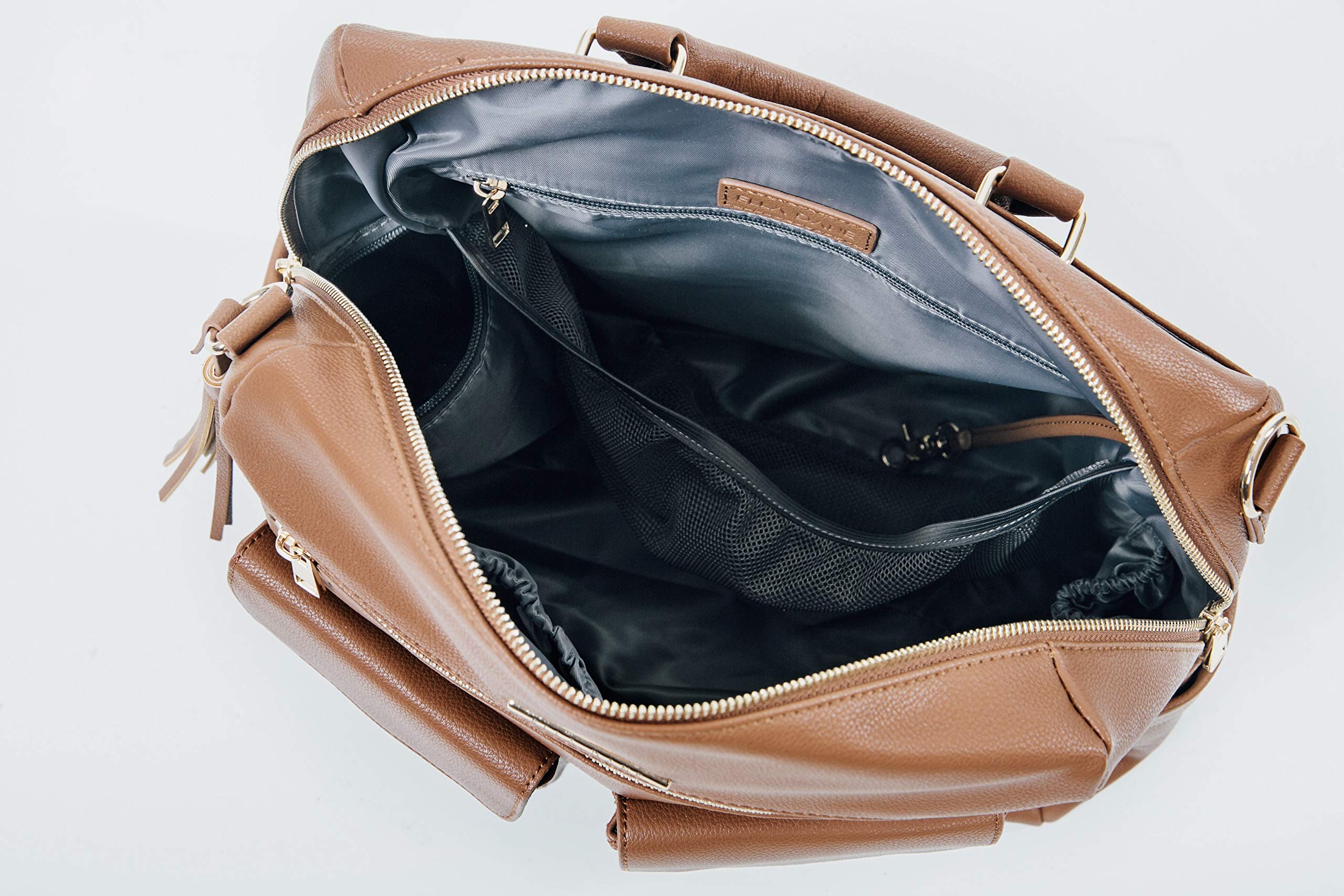 Faux Vegan Leather Multifunctional Diaper Bag, Stylish Travel Bag  