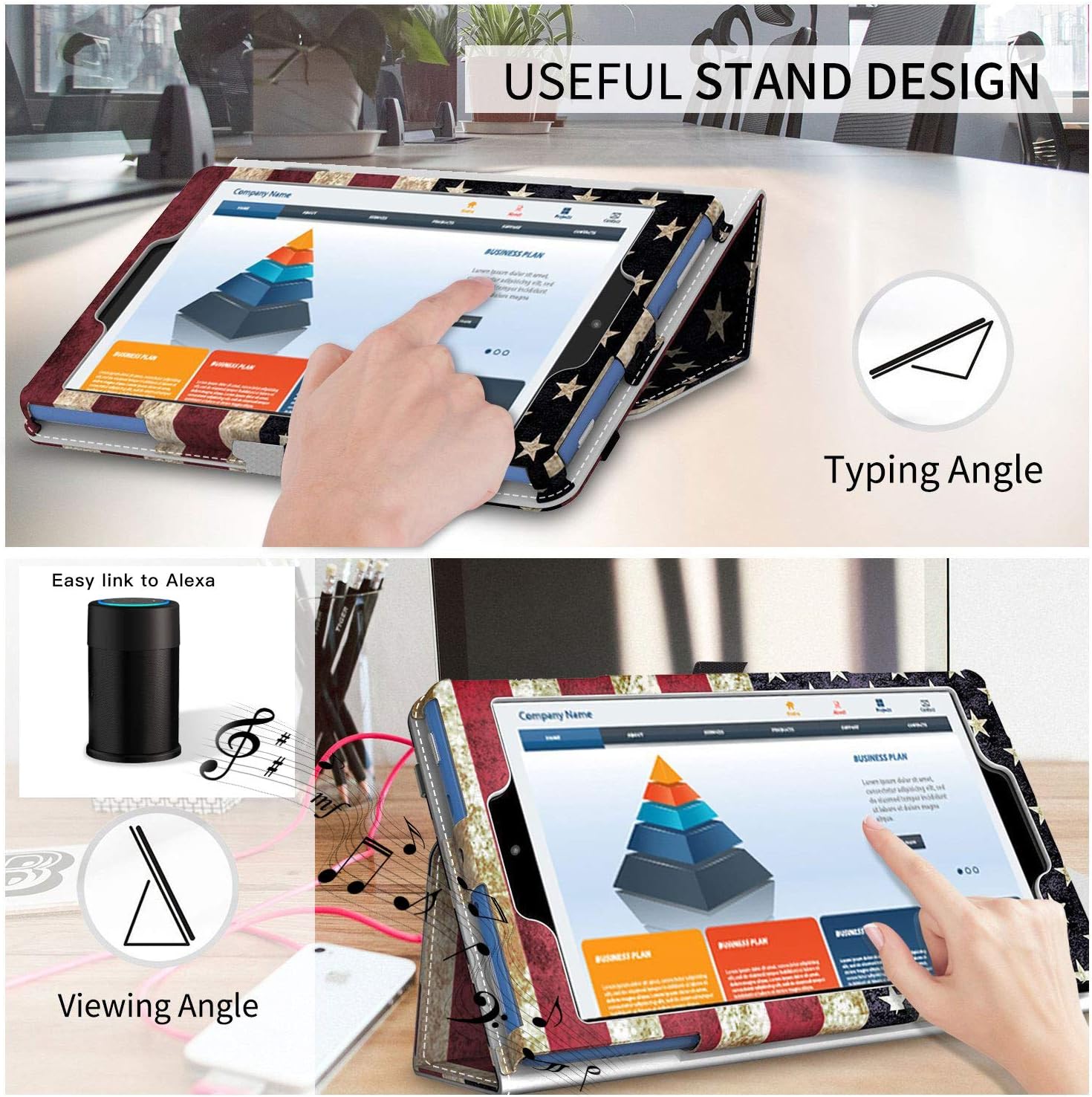 Benazcap Case for All New 7 Inch Tablet 2019, Folio Stand Smart Cover for 7 Inch 2019 Tablet (9th Gen) with Auto Sleep/Wake, Boundary