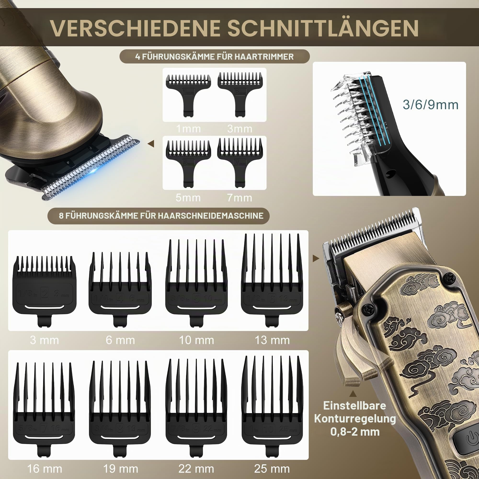 Hatteker Professionelle Haarschneidemaschine für Männer Bartschneider Schermaschine und Trimmer Set Wasserdicht T-Klinge Trimmer Schnurloses Grooming Kit Nase Körper Haarschneider Barber Clippers