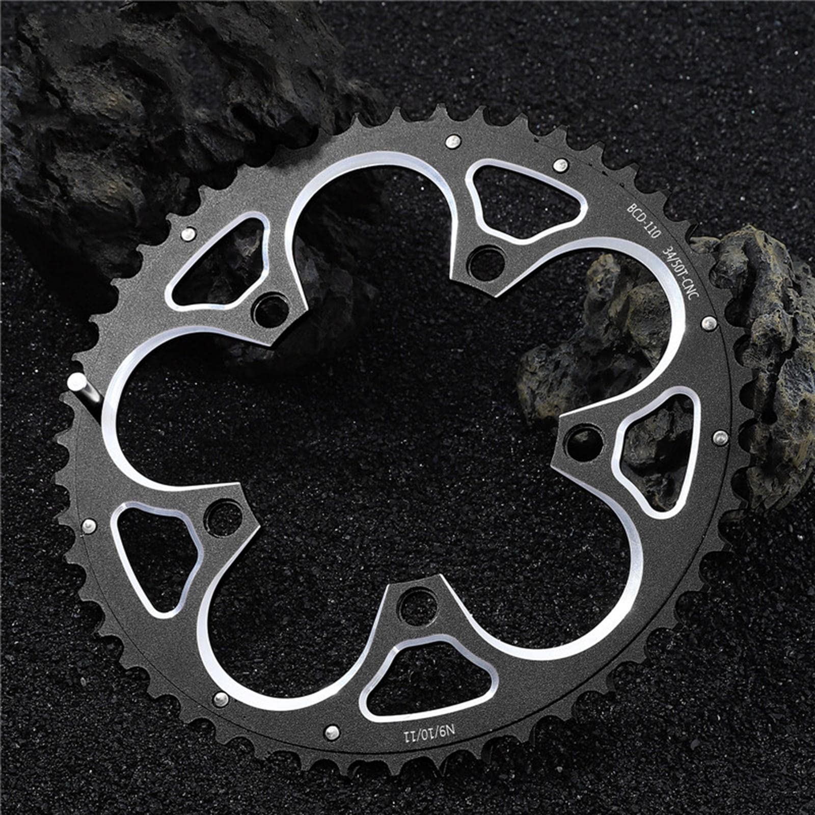 2 Piezas Plato de Bicicleta Platos 110mm para Bicicleta Ruta Accesorios de Doble Plato CNC Aleación Ligera Resistente Agua Apto para C