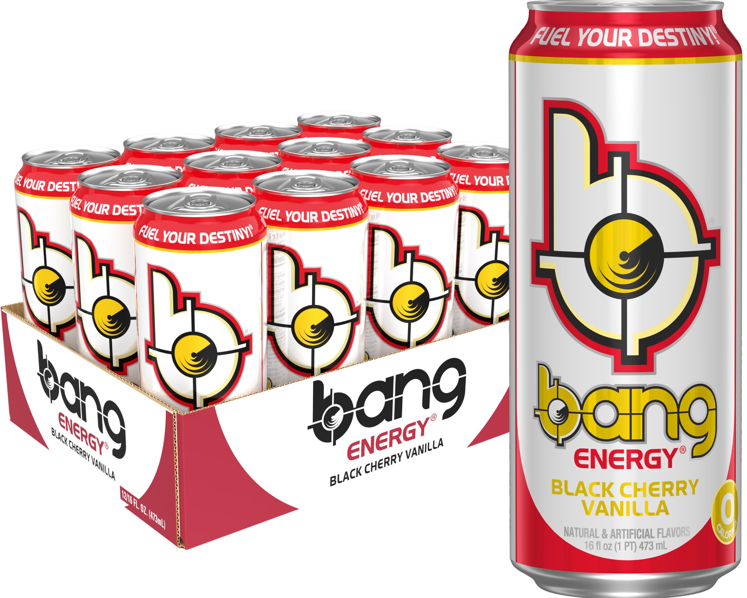 Bang Energy Black Cherry Vanilla, Sugar-Free Energy Drink, 16-Ounce (Pack of 12)