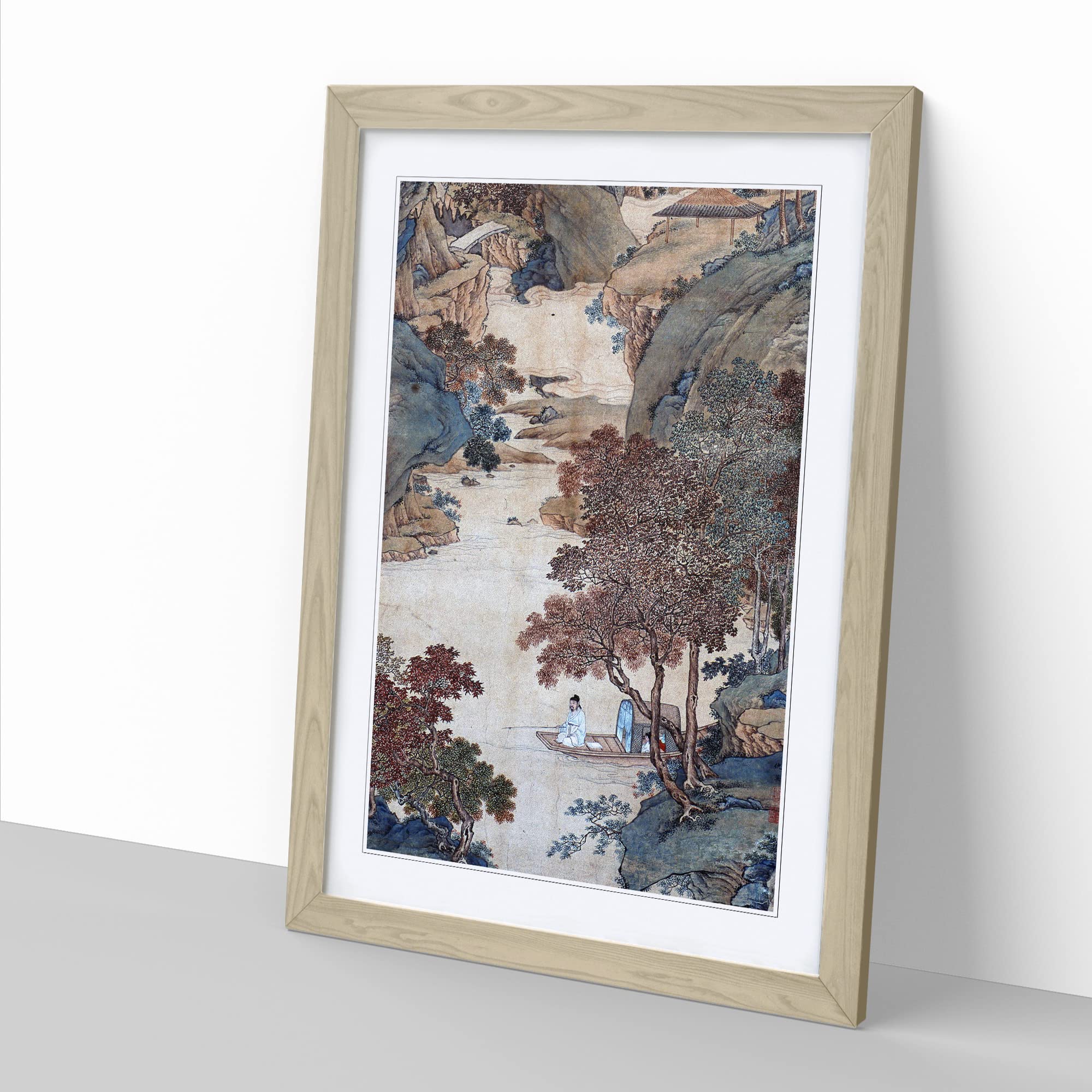 Fishing Under Gum Trees By Qiu Ying Asian Japanese Framed Wall Art Print - Image 3