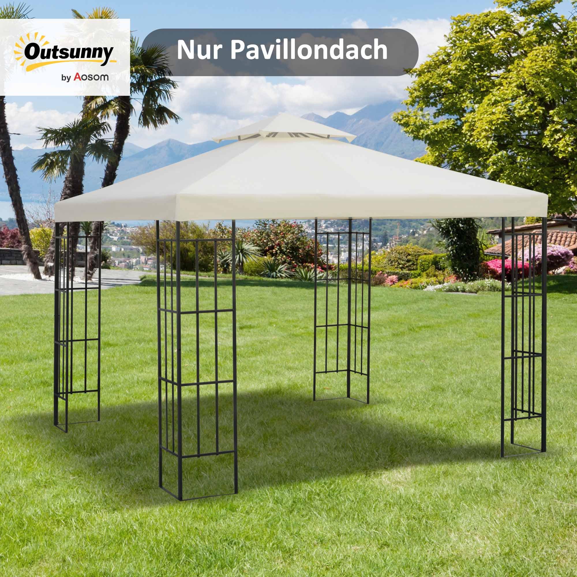 Outsunny vervangend dak paviljoen dak voor metalen paviljoen tuinpaviljoen partytent tuintent polyester 3x3m crème