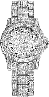 Lancardo Orologio da Polso Uomo Donna al Quarzo con Cinturino in Lega Quadrante Numeri Romani Decorativo a Strass Stile Semplice ed Elegante alla Moda Colore Argento Regalo Perfetto