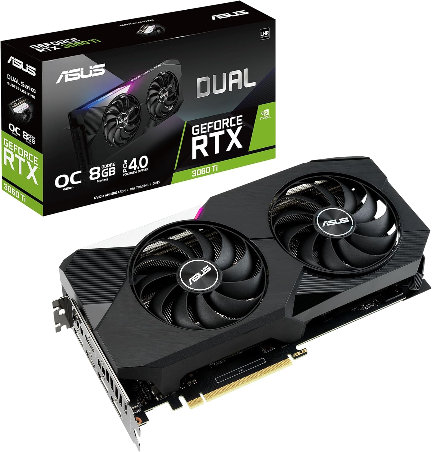 ASUS Dual GeForce RTX 3060 Ti V2 OC Edition Scheda Grafica, 8 GB GDDR6, PCIe 4.0, 2 HDMI 2.1, 3 DisplayPort 1.4a, Funzione Boost Clock, Due Ventole Axial-Tech, GPU Tweak II, LHR, Nero