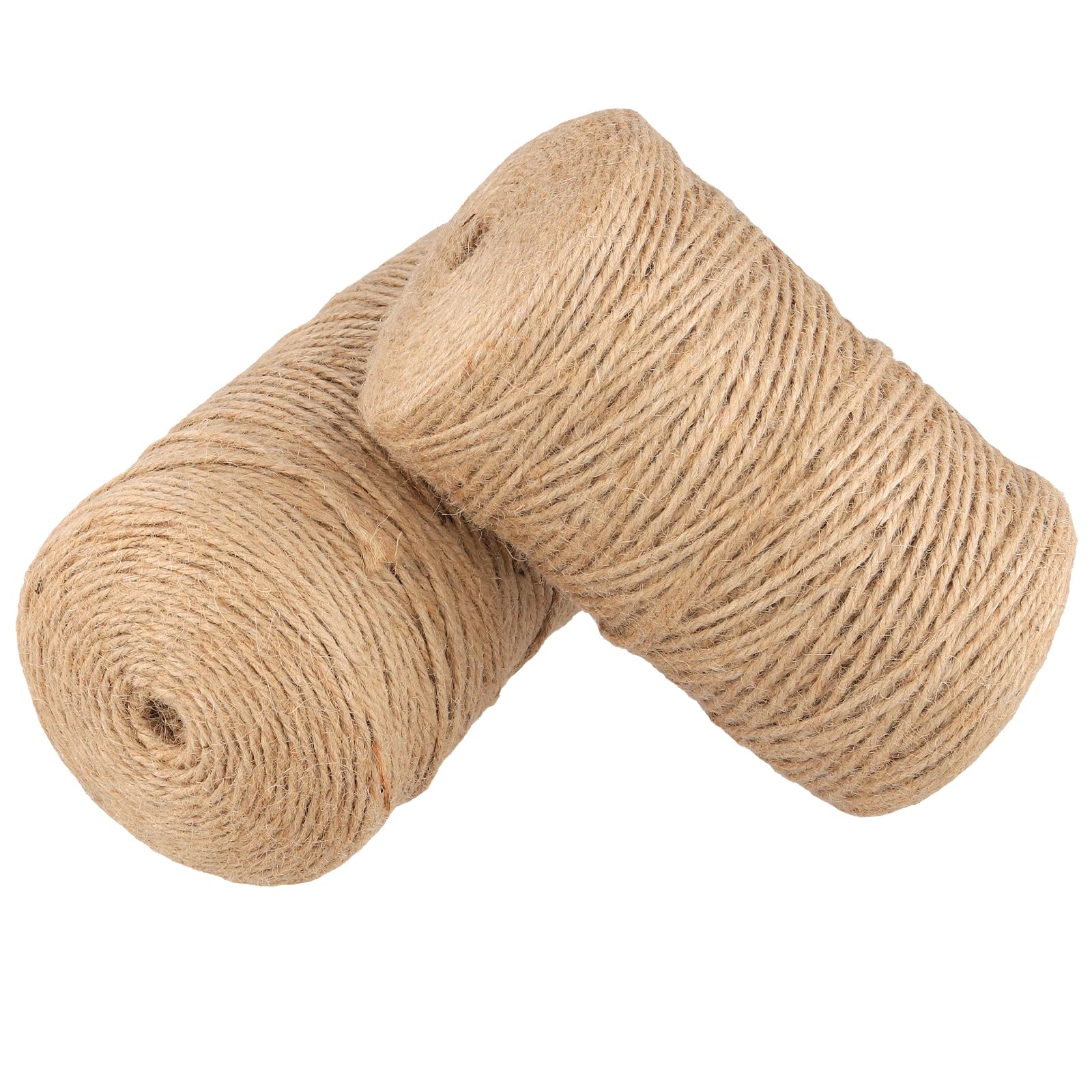 HONYUET 2 Roll 3mm Jute Twine Rope, 300m/984ft Length Brown Hemp String for Garden Craft Decoration