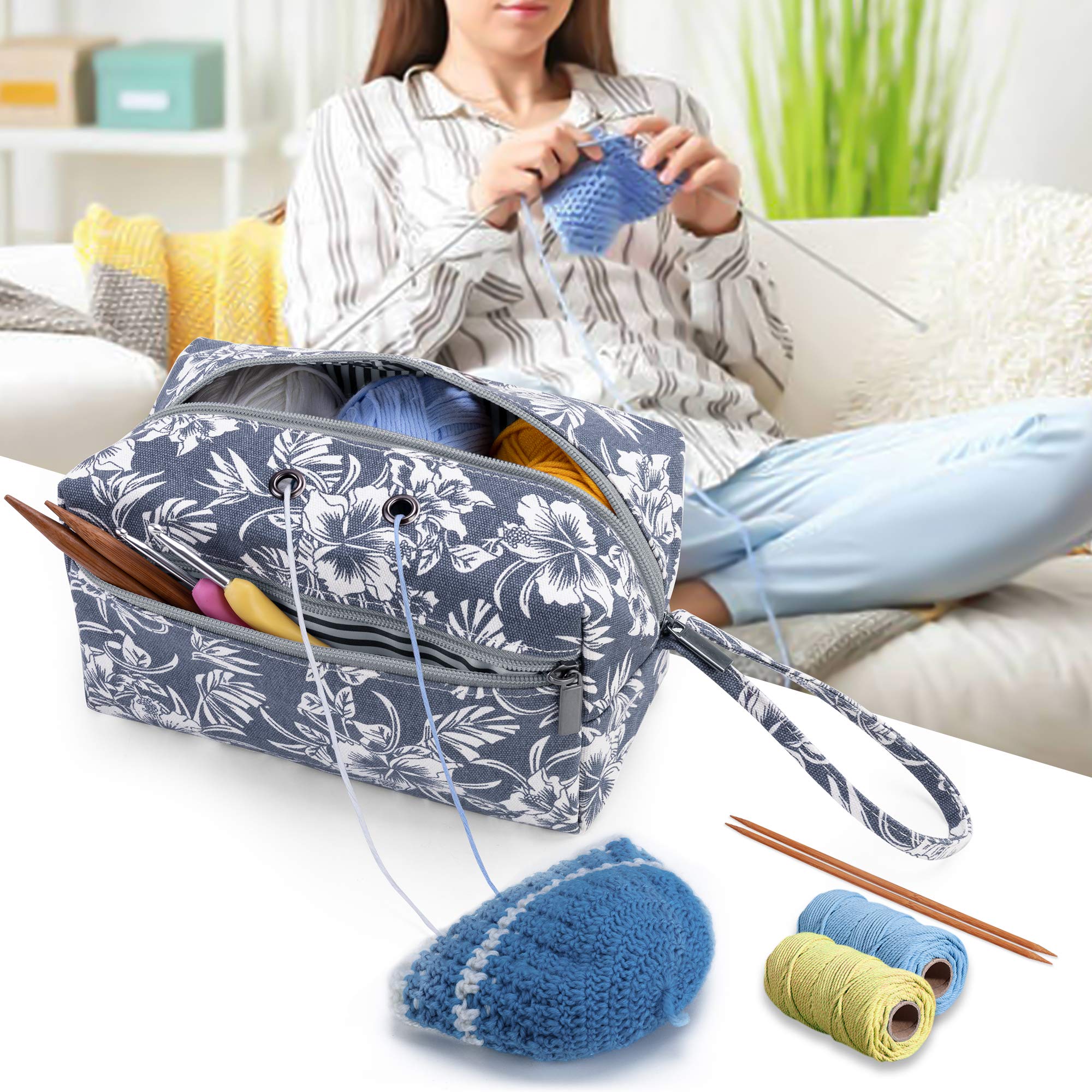Crochet Bag Luxja Large Yarn Storage Bag Knitting Organizer With - Main Image