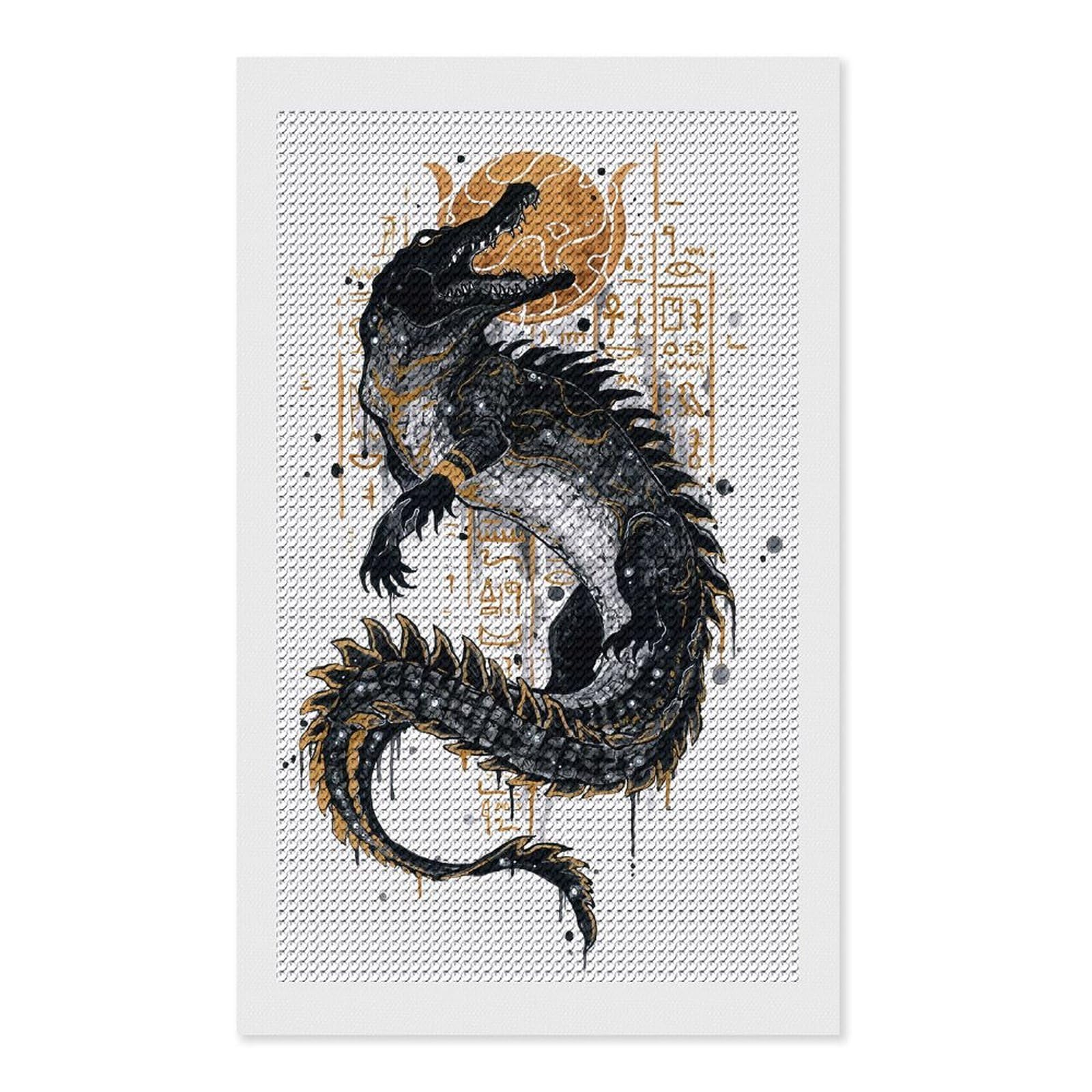 Junmoney Sobek DIY Diamond Art Canvas Kit 12"x20", Simple to Start, Fun Craft Experience, Modern Decor, Gift Idea, Adhesive Canvas