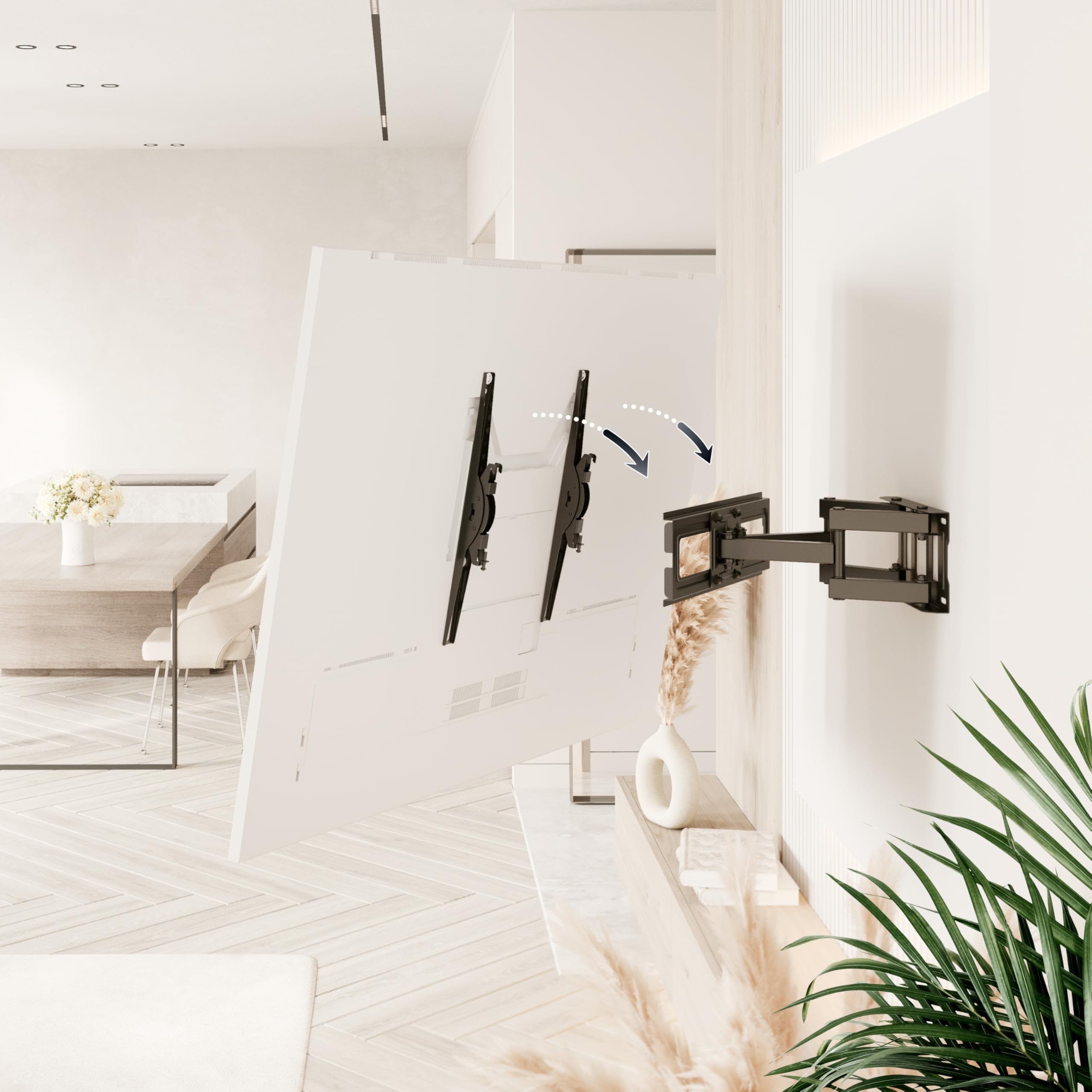 RICOO S6244 Support Mural TV 40 42 43 48 50 55 58 60 65 Pouces VESA 200x200 à VESA 400x400 Orientable Inclinable Rotatif Universel Fixation Murale TV