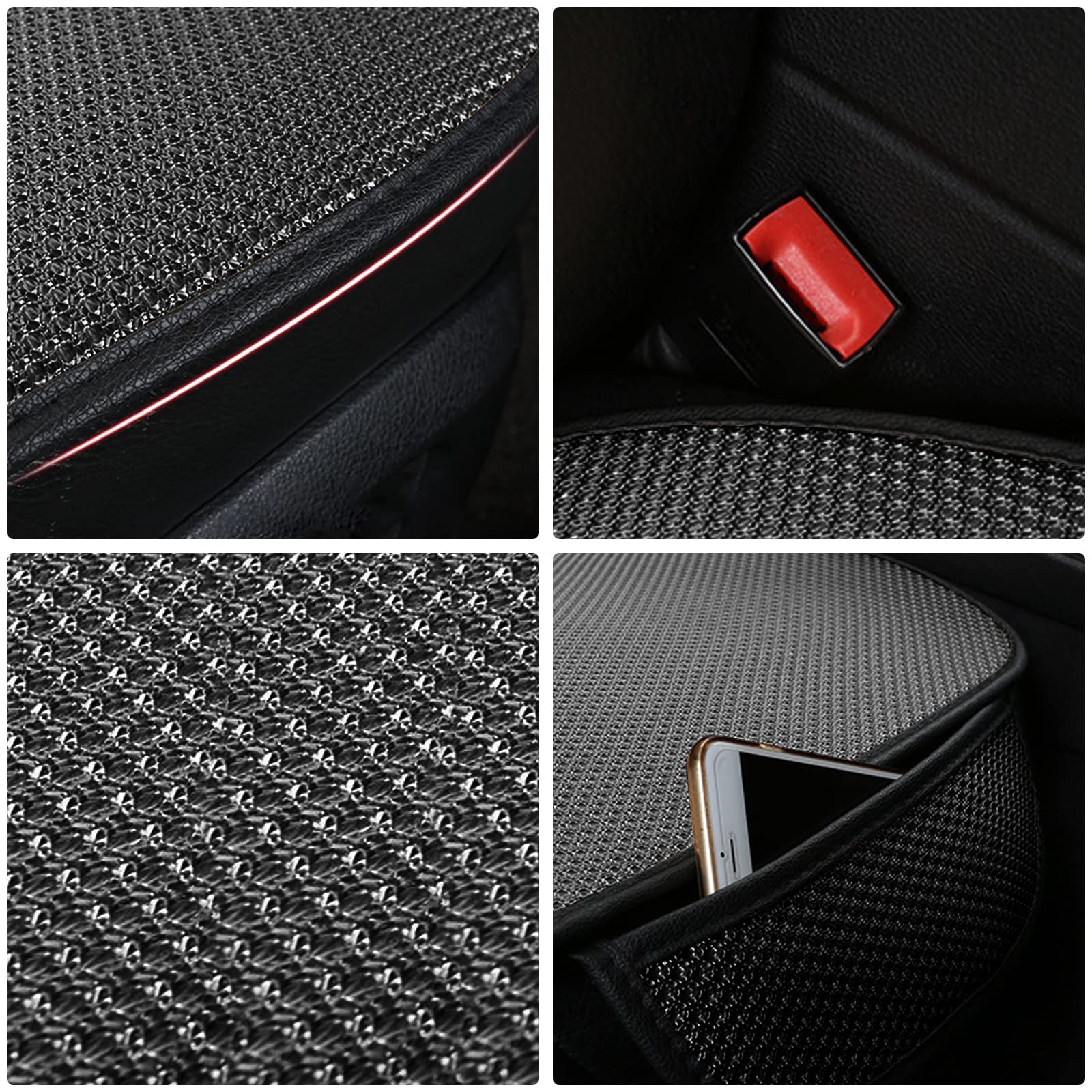 ALI2 Lot de 2 coussins de siège voiture, housses de protection de siège voiture, coussin conducteur, noir