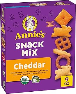 Annie's Cheddar Snack Mix With Assorted Crackers and Pretzels, Made with Real Cheese, 9 oz