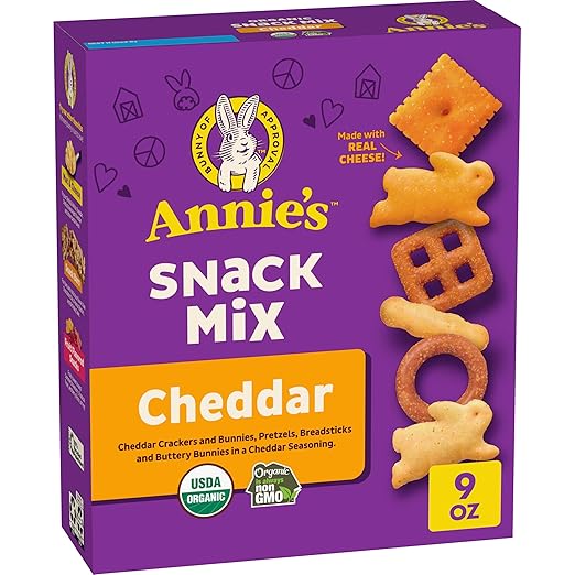 Annie's Cheddar Snack Mix With Assorted Crackers and Pretzels, Made with Real Cheese, 9 oz