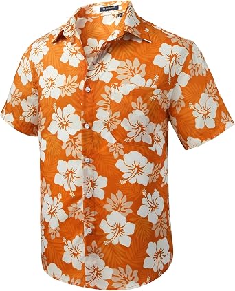 Mens Hawaiian Shirts Short Sleeve Aloha Shirt Floral Tropical Casual Button Down Shirt Summer Beach Shirts for Holiday