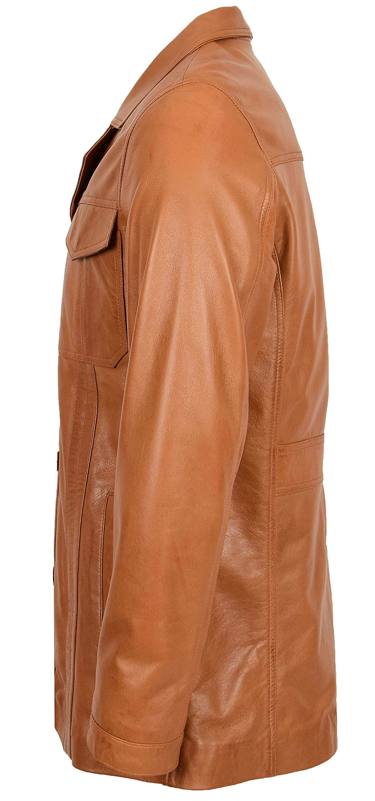 Chaqueta de piel auténtica con botones Reefer para hombre Derek Tan