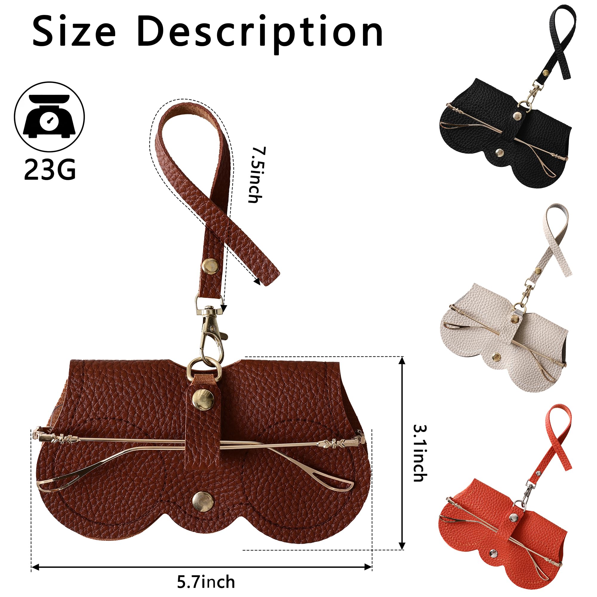 Digrien Fashionable Soft Leather Sunglasses Case - Portable & Protective Eyewear Pouch with Clip, Sunglass Bag for Women & Men, Cute Eyeglass Organizer with Space-saving Design Brown