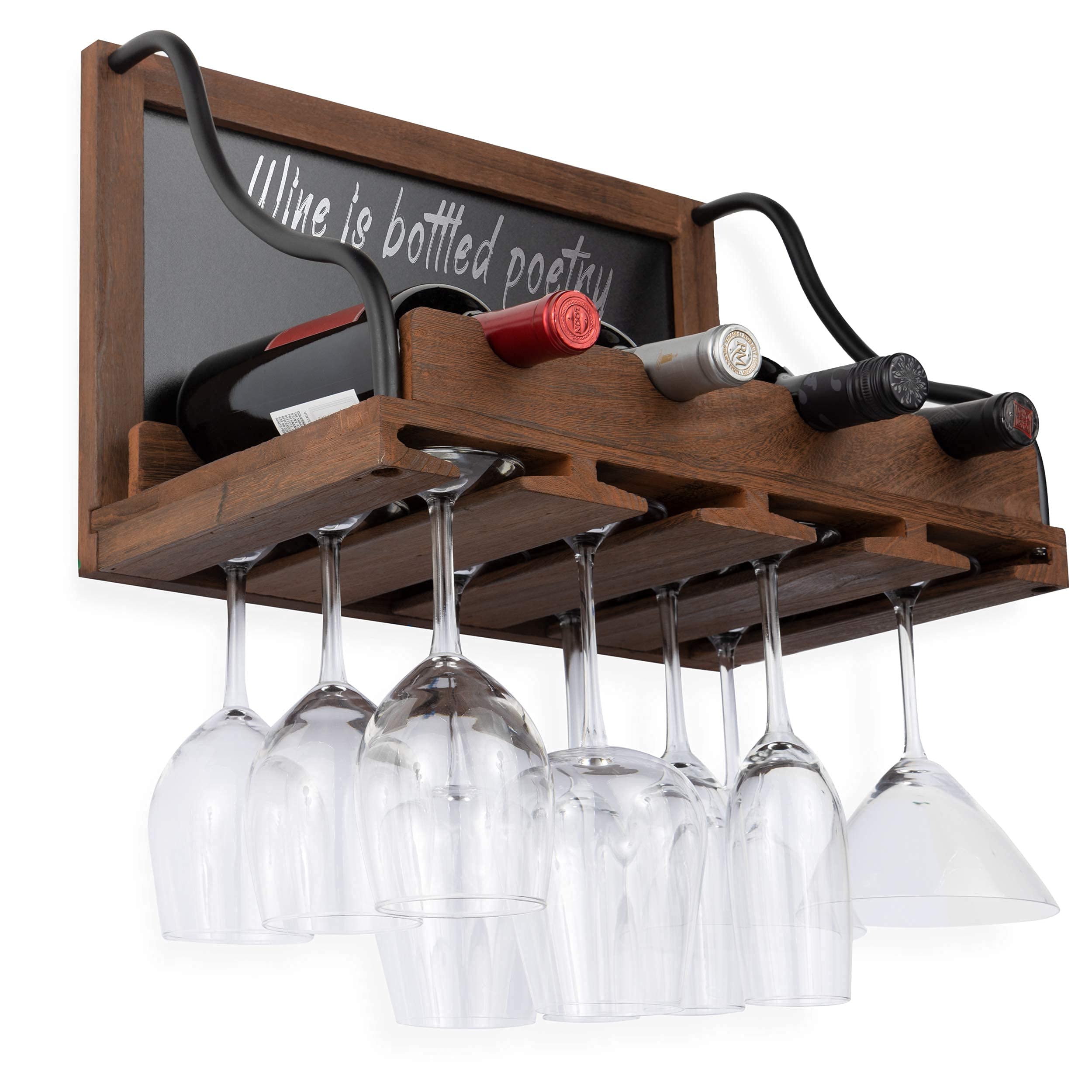 BGT Colmar Wall Wine Rack, Wine Glass Holder & Bottle Rack with Chalk