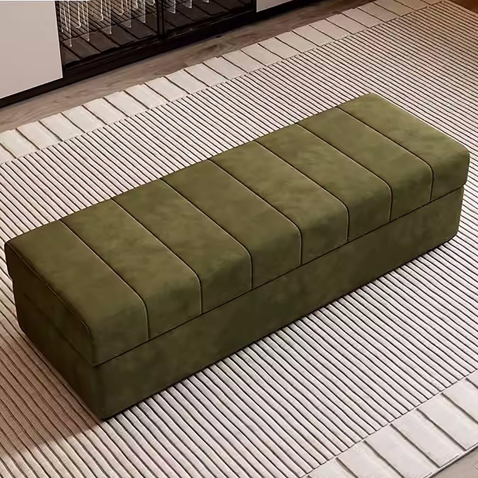 Moderne Sitztruhe mit Stauraum – Aufbewahrungstruhe, Sitzbank Flur, Hochwertiges Design, Kleines Sofa, Lösung für die Organisation Ihres Zuhauses (Color : Green, Size : 43.3in/110cm)
