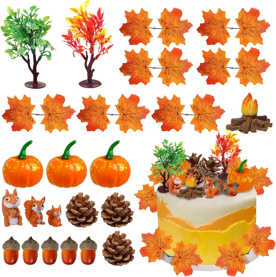 RAYNAG 25 Pieces Thanksgiving Cake Toppers Fall Cake...