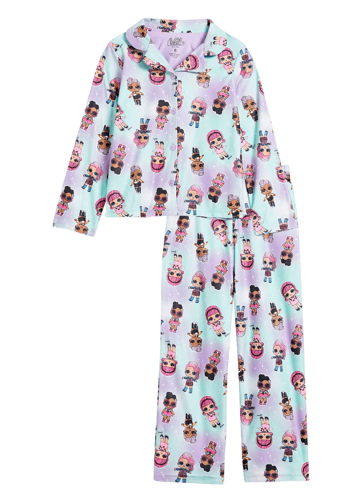 Girls’ Button Front Pajama Set Pajama Set (pack of 6)