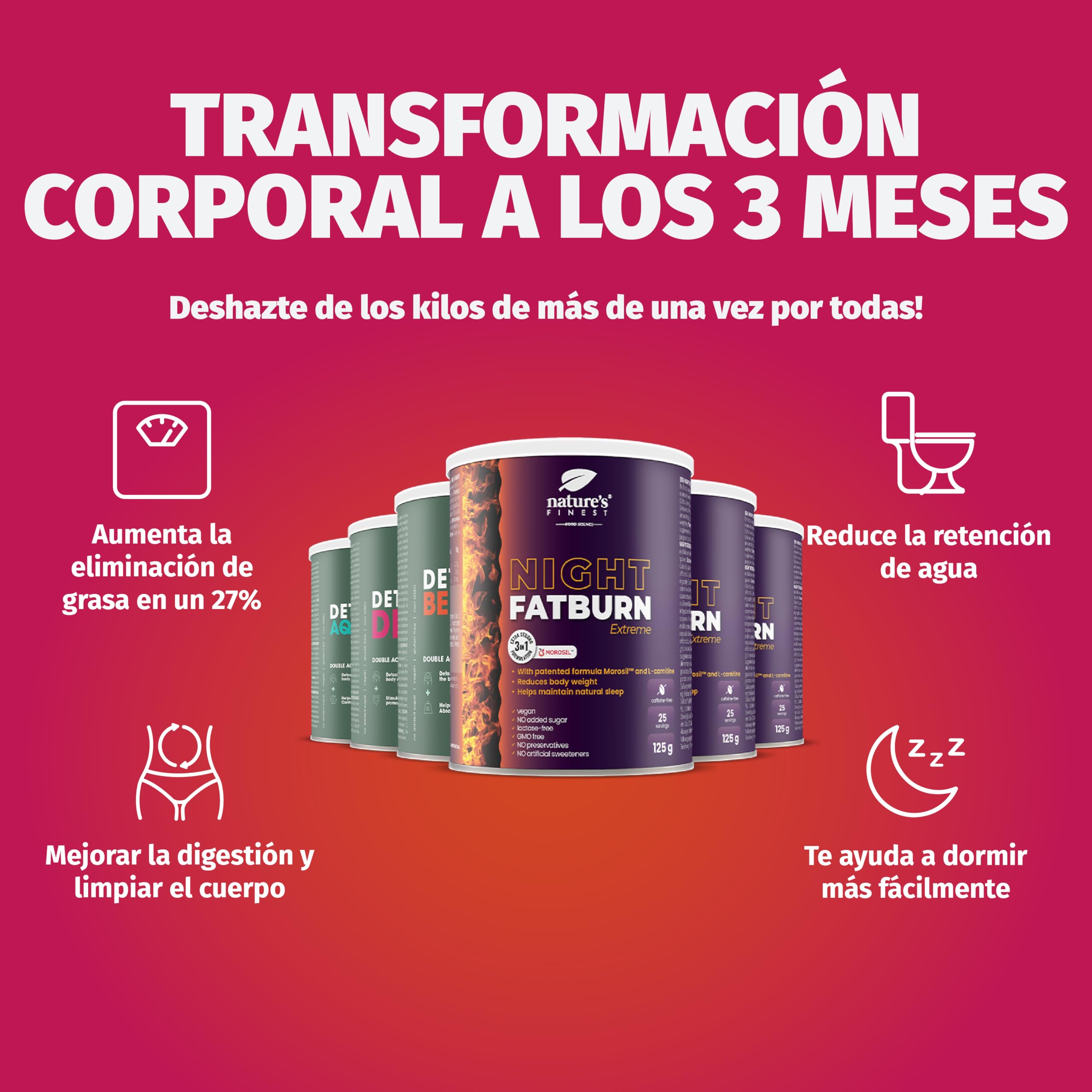 Nature's Finest Pack Transformación 3 Meses Pack 6 Botes 750 g | pack de 6 bebidas en polvo con botánicos para 75 días - 750 g - con stevia, sin azúcares añadidos - vegano
