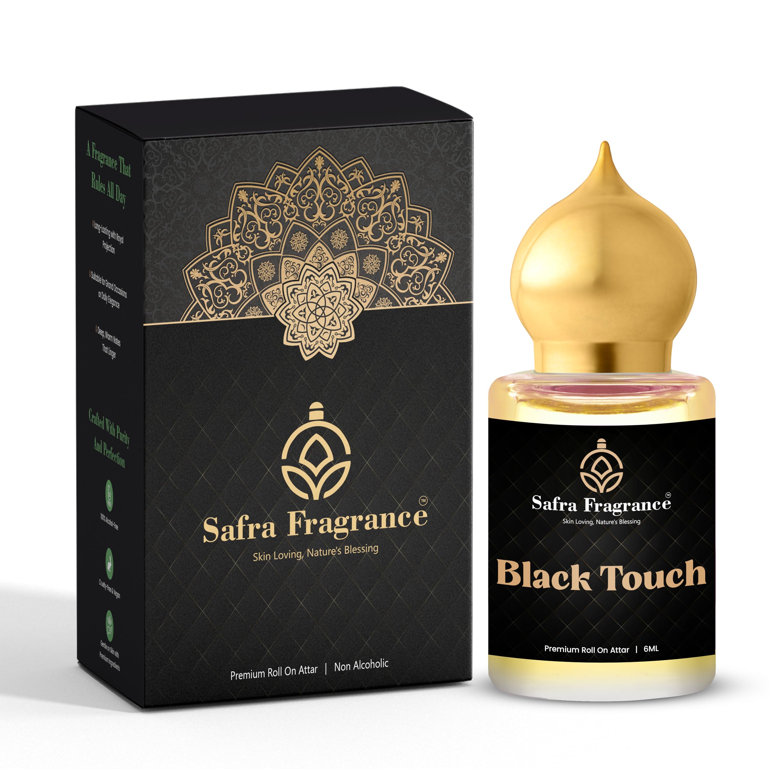 Black Touch Premium Roll On Attar for Men & Women | Perfume Oil for Unisex | Bold, Spicy, and Mysterious Notes | Long-Lasting Non-Alcoholic Roll-On Attar | 06ML Pack