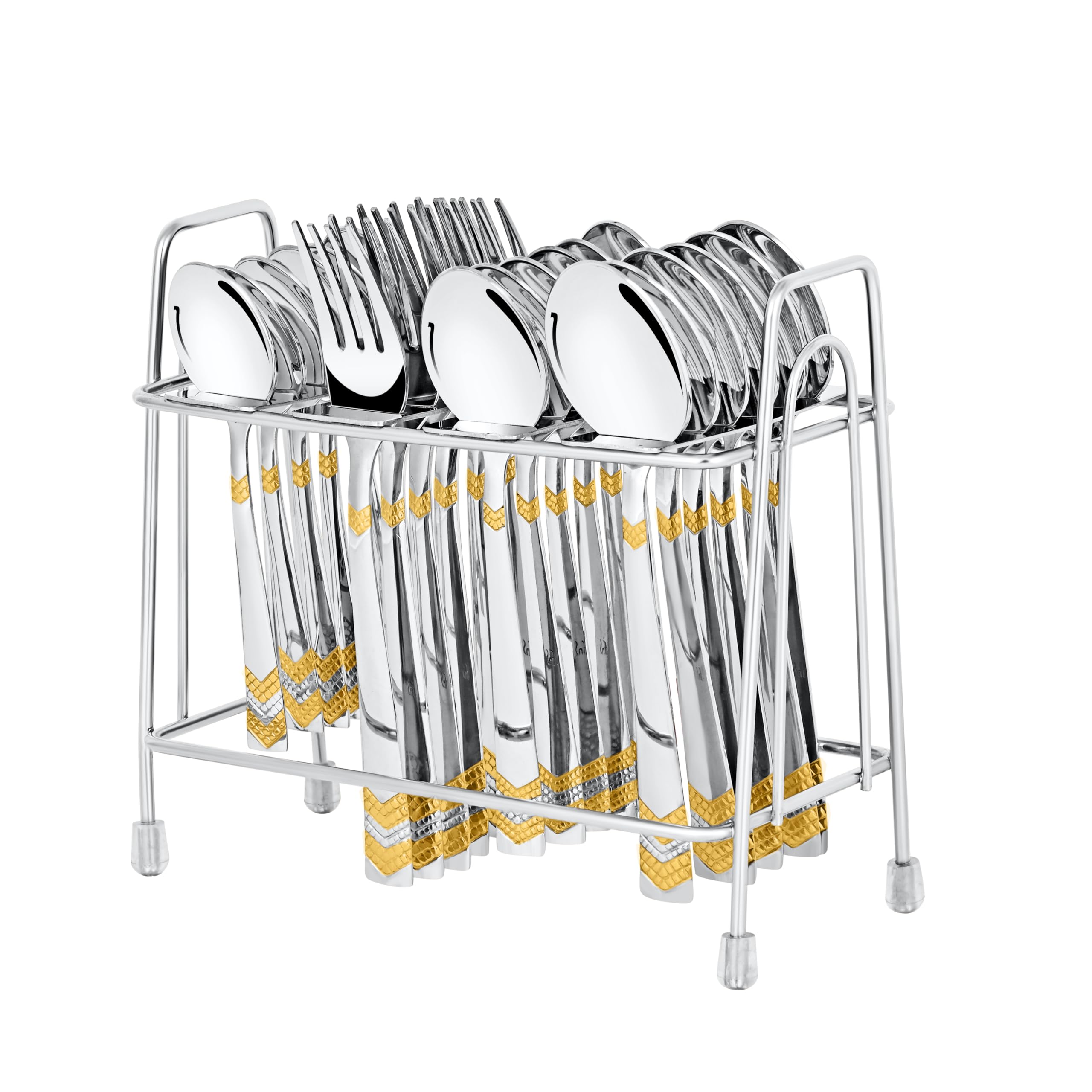 24K Gold Flatware Set - Premium Stainless Steel Cutlery with Stand -6