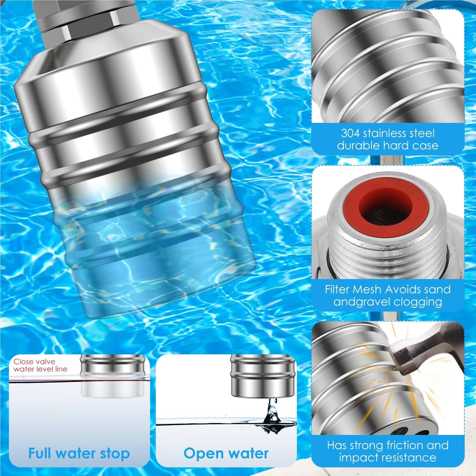 Valvola A Galleggiante In Acciaio Inox 2 pezzi valvola a galleggiante in acciaio inossidabile controllo del livello dell'acqua sfera automatica spegnimento automatico regolatore for l'abbeveratoio