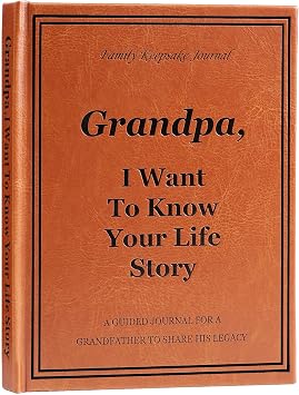 Grandpa I Want to Hear Your Life Story Journal, Leather Hardcover Book with 250+ Prompt Questions for Grandfather to Share His Love and Memories, Gifts for Grandpa Birthday Fathers Day Christmas
