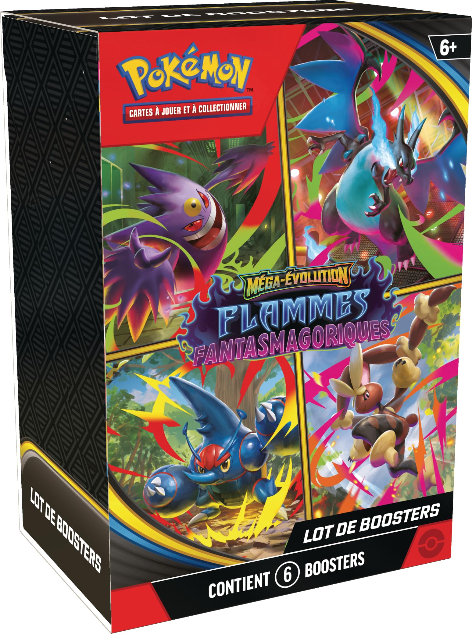 Pokémon : Lot de boosters Méga-Évolution – Flammes Fantasmagoriques du JCC Pokémon (6 boosters)