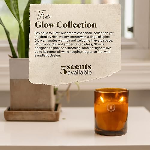 Miniatura 4 de Paddywax - Vela de vidrio perfumada de mandarina y almizcle, vela de cera de dos mechas, parte de la colección Glow, aroma cítrico robusto, mezcla