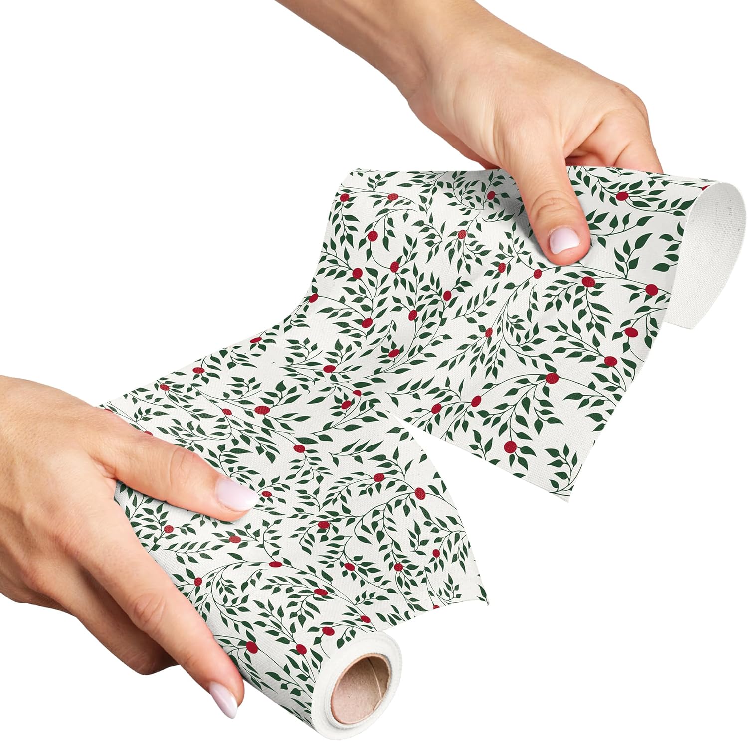 MY DRAP Cotton Placemats Leaves Xmas (19 x 12.5 in - 6 Per Roll) Christmas Napkins, Holiday Napkins