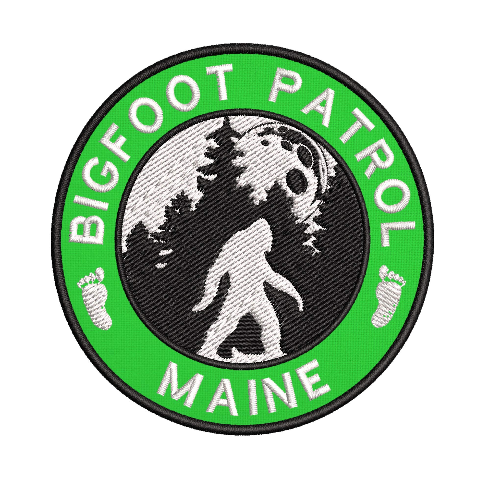 Maine Bigfoot Patrol Embroidered Premium Patch DIY Iron-on or Sew-on Decorative Badge EmblemVacation Travel Souvenir X-File Unexplained Mysteries Space Ship UFO Flying Saucer Cryptid Sasquatch