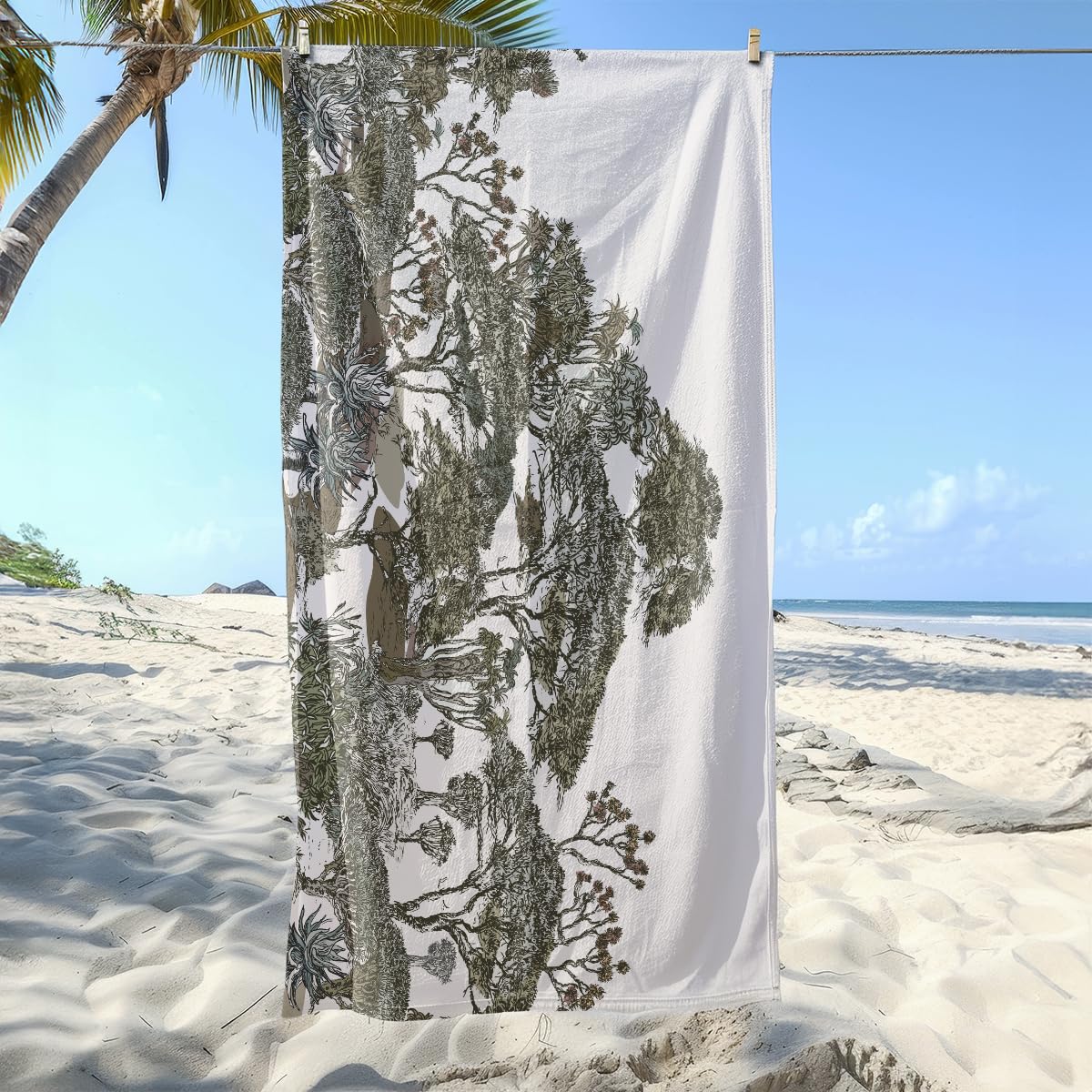 Strandtuch Olivengrüner Baum Mikrofaser Handtuch Badetuch Tragbar Strandtuch xxl Duschhandtuch Sand Proof Strandhandtuch Ultraleicht Badetücher Schnelltrocknend Bath Towels Beach Towel 100x200cm