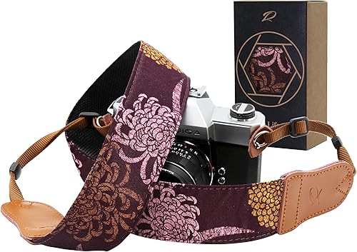 Miniatura 9 de Padwa Lifestyle Correa de cámara floral azul – Correas de cámara de cabeza de vaca de 2 pulgadas para fotógrafos, correas de hombro ajustables