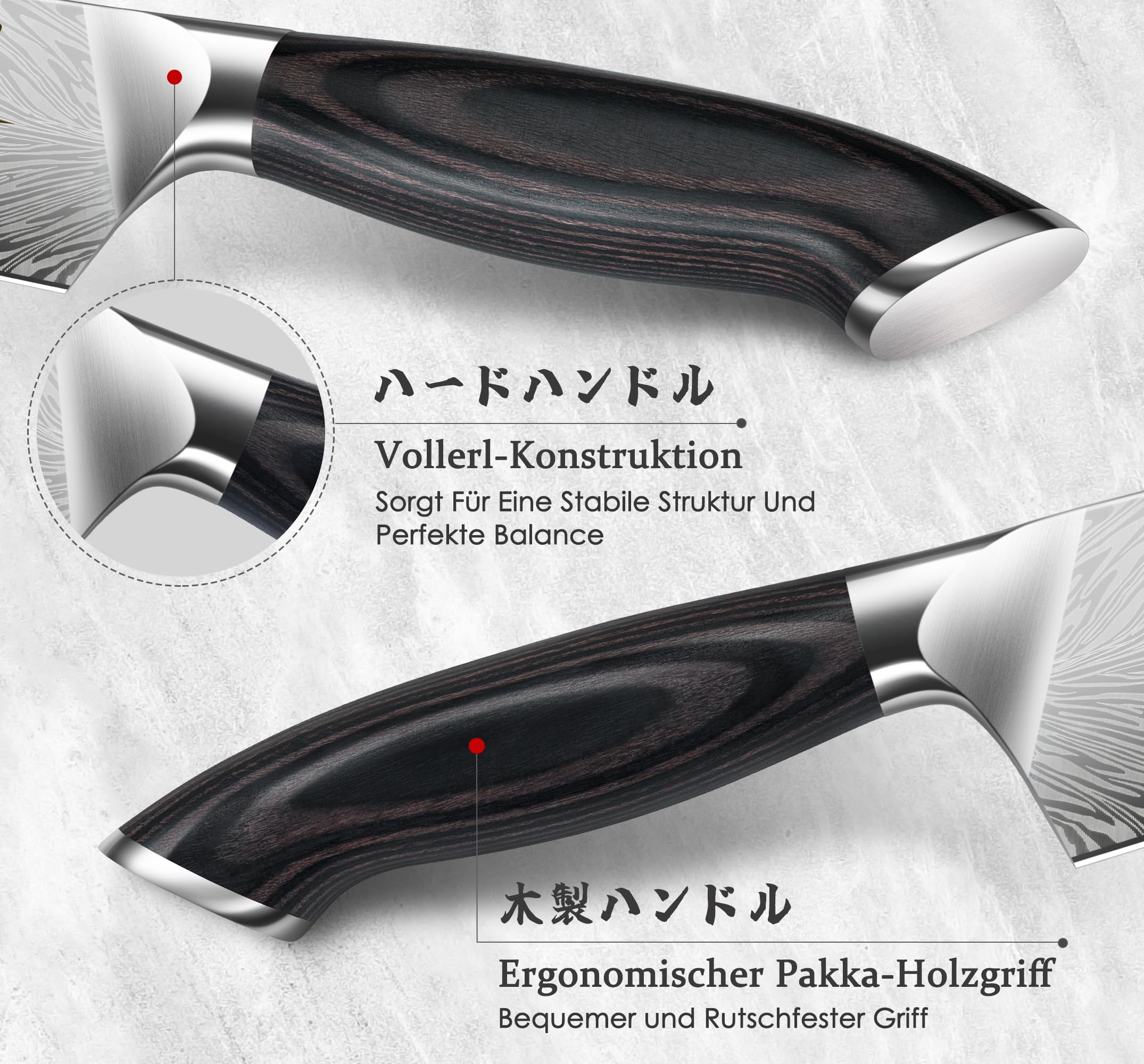 SANMEIHO Küchenmesser Set Japanisch 5-Teilig Pulverstahl, Profi Messer Set