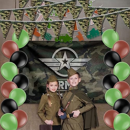 Miniatura 4 de Banderín de camuflaje de 49 pies, banderas triangulares de camuflaje del ejército para decoraciones de fiesta de cumpleaños