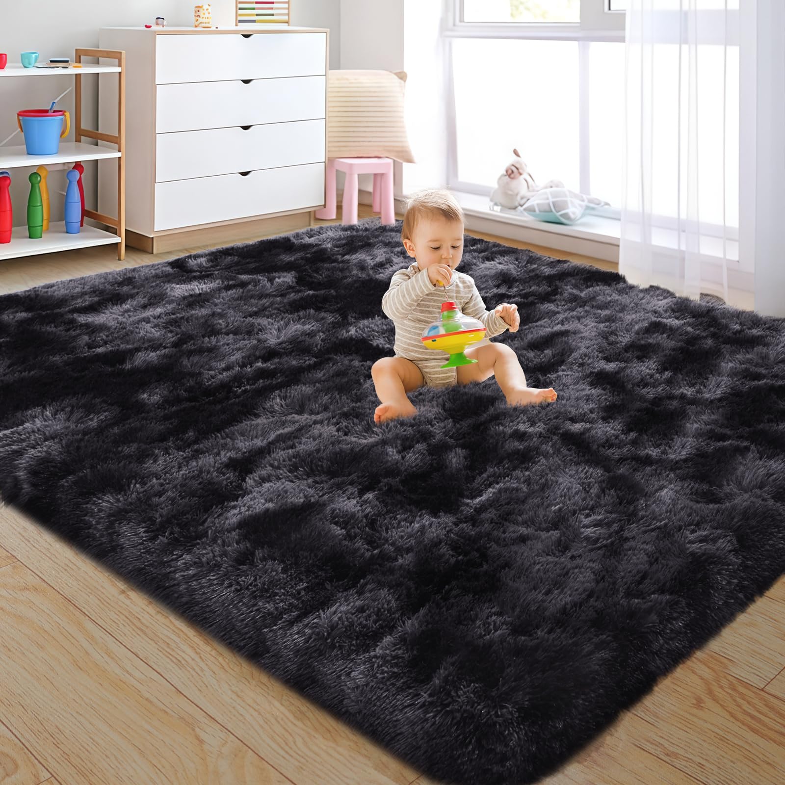 Tapis pelucheux à poils longs Rezutan décoration esthétique haute densité